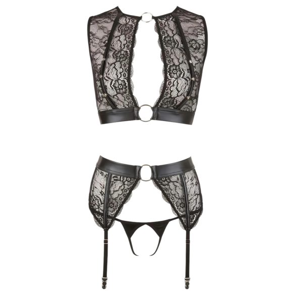 Cottelli Bondage - Lace Lingerie Set (4 Piece) - M