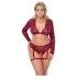 Cottelli Curves - Long Sleeve Lace Set (Red) - 2XL