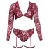 Cottelli Curves - Long Sleeve Lace Set (Red) - 3XL