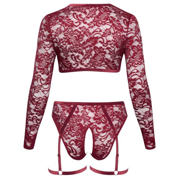 Cottelli Curves - Long Sleeve Lace Set (Red) - 3XL