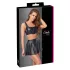 Cottelli - matte lace‑up top and mini skirt set (black)