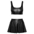 Cottelli - matte lace‑up top and mini skirt set (black)