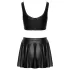 Cottelli - matte lace‑up top and mini skirt set (black)