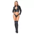 Cottelli - short faux leather jacket and thong set (black)