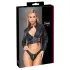 Cottelli - short faux leather jacket and thong set (black)