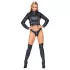 Cottelli - short faux leather jacket and thong set (black)