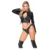Cottelli - short faux leather jacket and thong set (black)