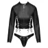 Cottelli - short faux leather jacket and thong set (black)