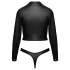 Cottelli - short faux leather jacket and thong set (black)