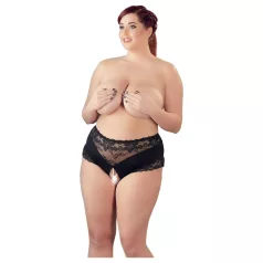   Cottelli Plus Size - Lacy Pearl-Embellished Open Panty (Black) - XL