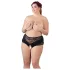Cottelli Plus Size - Lacy Pearl-Embellished Open Panty (Black) - 3XL