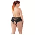 Cottelli Plus Size - Lacy Pearl-Embellished Open Panty (Black) - 3XL