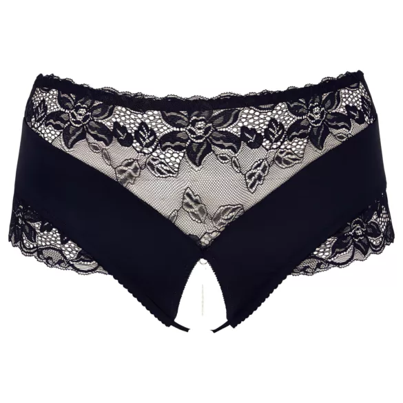 Cottelli Plus Size - Lacy Pearl-Embellished Open Panty (Black) - 4XL