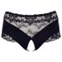 Cottelli Plus Size - Lacy Pearl-Embellished Open Panty (Black) - 4XL