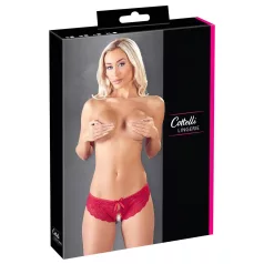 Cottelli - Red Bow Open-Crotch Panties