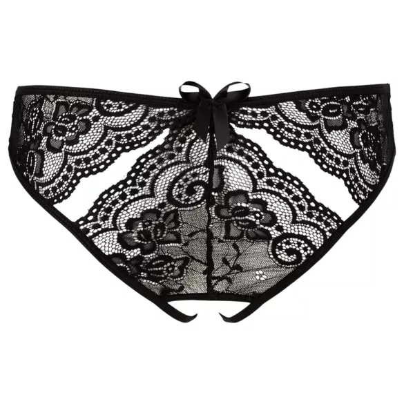 NO:XQSE - Black Women's Bow Open Panty with Cut-Out Design