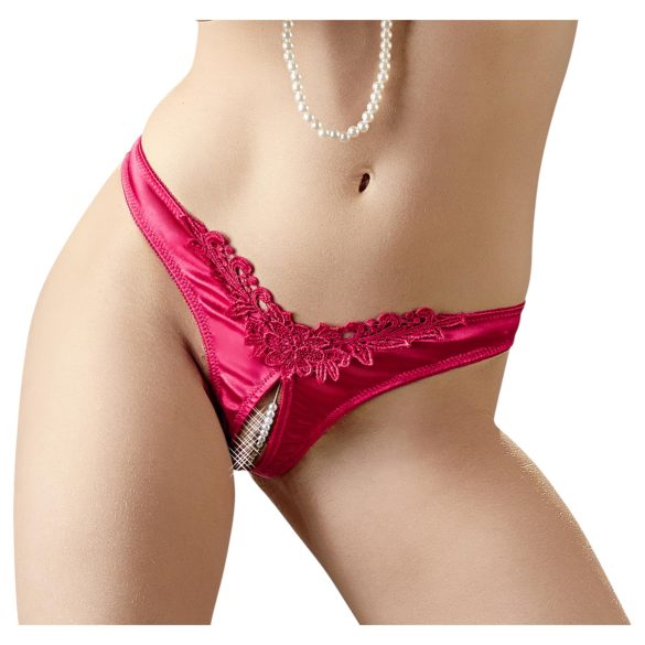 Cottelli - Open Floral Panty with Pearls (Red) - L