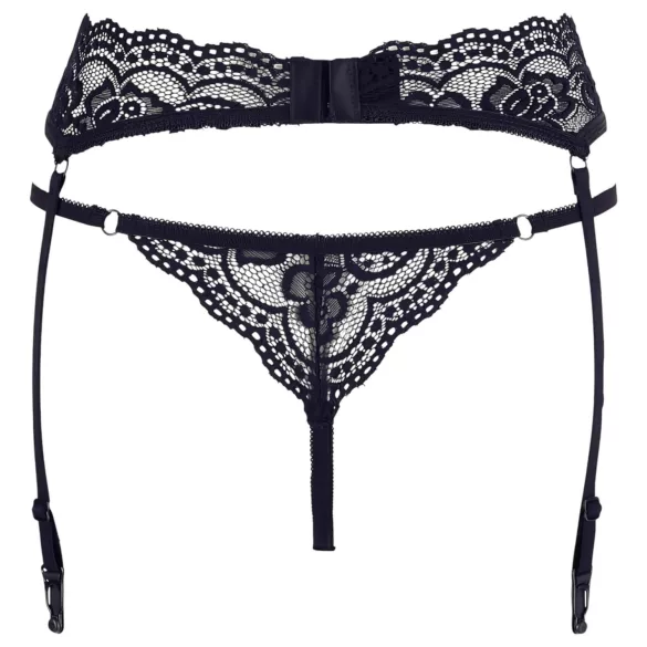 Cottelli - Lace Garter Belt with Thong (Black) - M