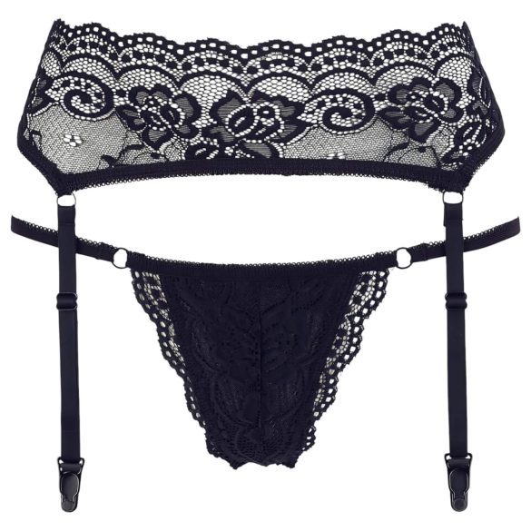 Cottelli - Lace Garter Belt with Thong (Black) - XL