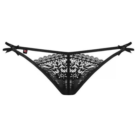 Obsessive Intensa - Double Strap Lace Thong (Black) - L/XL