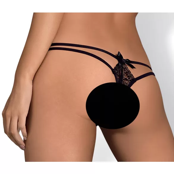 Obsessive Intensa - Double Strap Lace Thong (Black) - L/XL