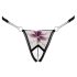 Cottelli - Luxury Embroidered Lily Thong (Black & White) - M/L