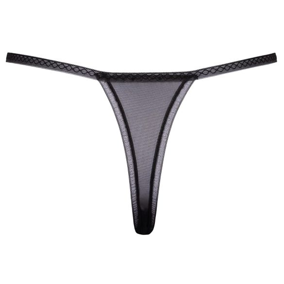 Cottelli - Luxury Embroidered Lily Thong (Black & White) - M/L