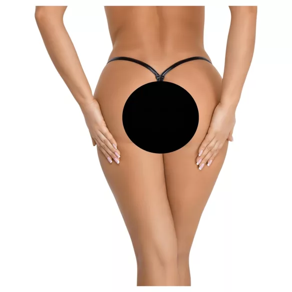 Noir - Glossy Effect Thong (Black)