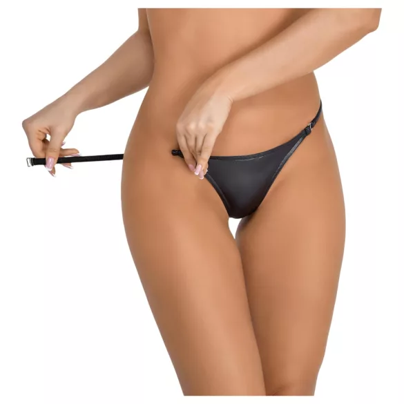 Noir - Glossy Effect Thong (Black) - L/XL