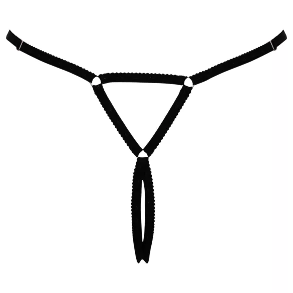 Cottelli - Open-Front Thong with Sparkling Stone - Black (S-L)
