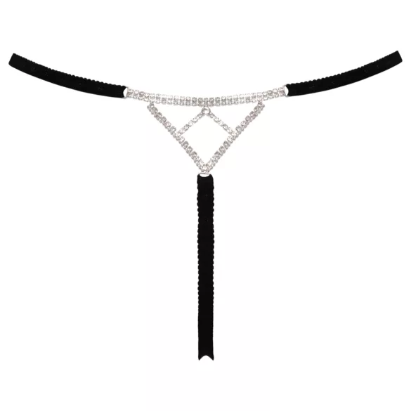 Cottelli - Open Thong with Silver Accent - Black (S-L)