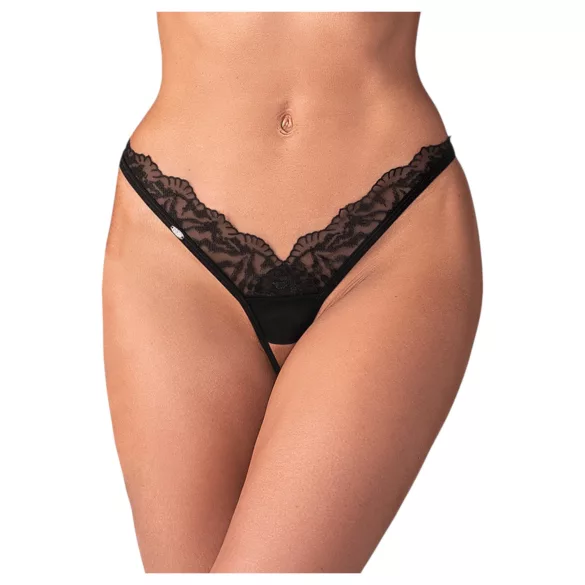 Obsessive - Sheer Lace Thong (Black) - 2XL/3XL