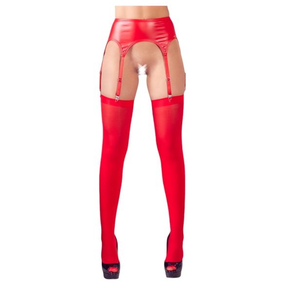 NO:XQSE - Shiny Garter Belt Set (Red) - L/XL