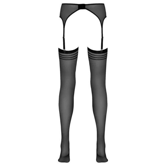 NO:XQSE - Striped Stockings with Garter Belt (Black) - L/XL