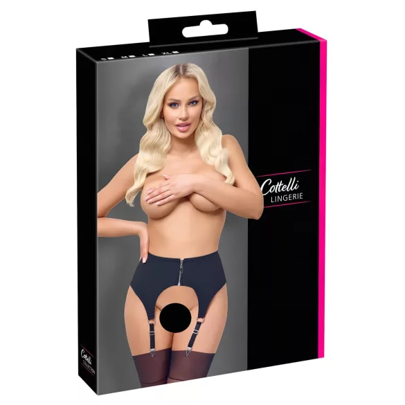 Cottelli - Black Matte Garter Belt - L