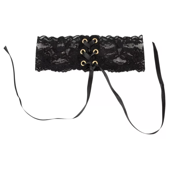 Cottelli - Wide Lace-Up Lace Choker (Black)