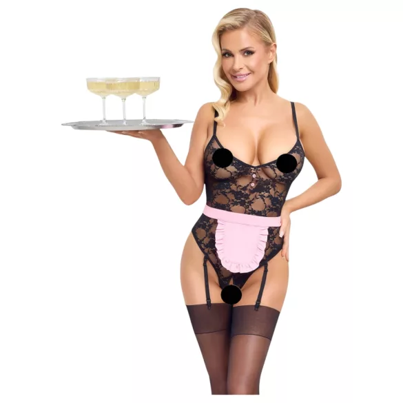 Cottelli - Sheer Maid Costume (Black-Pink) - M