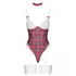Cottelli - Red Plaid Bodysuit Set - M