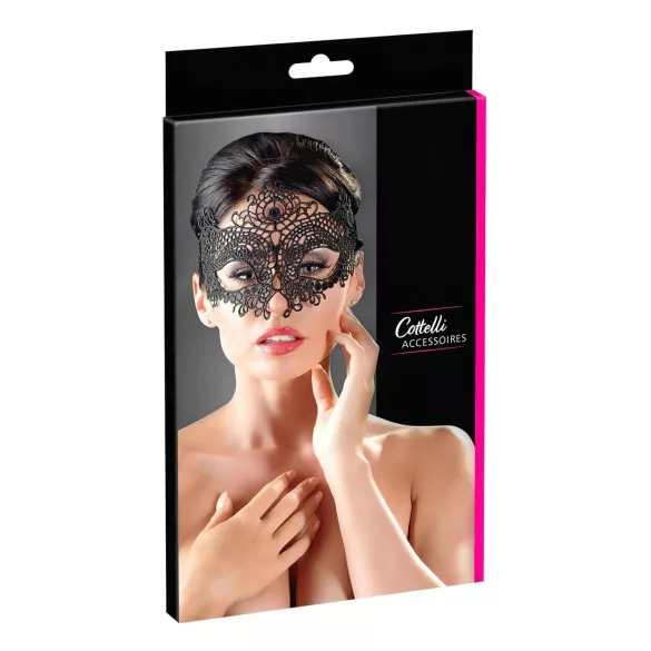 Cottelli - Embroidered Lace Effect Mask (Black)