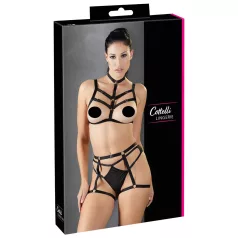   Cottelli - Decorative body harness lingerie trio (black, S-L)