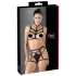 Cottelli - Decorative body harness lingerie trio (black, S-L)