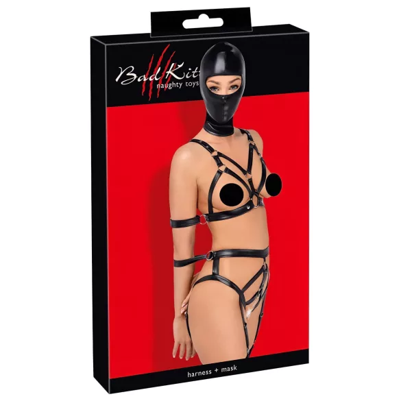 Bad Kitty - Body Harness Set and Mask (Black) - S
