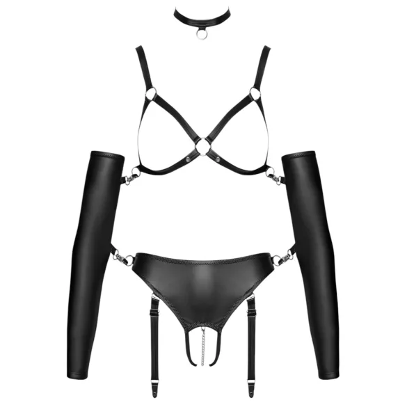 Bad Kitty - Bondage Body Harness Set (Black) - L