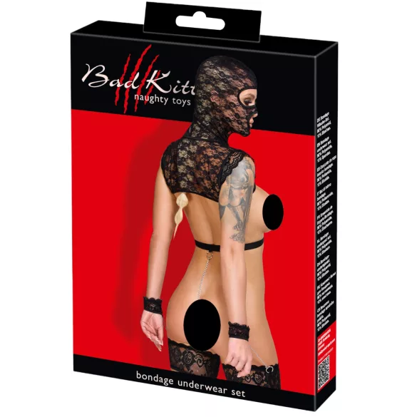 Bad Kitty - Lace BDSM Set (Black) - L