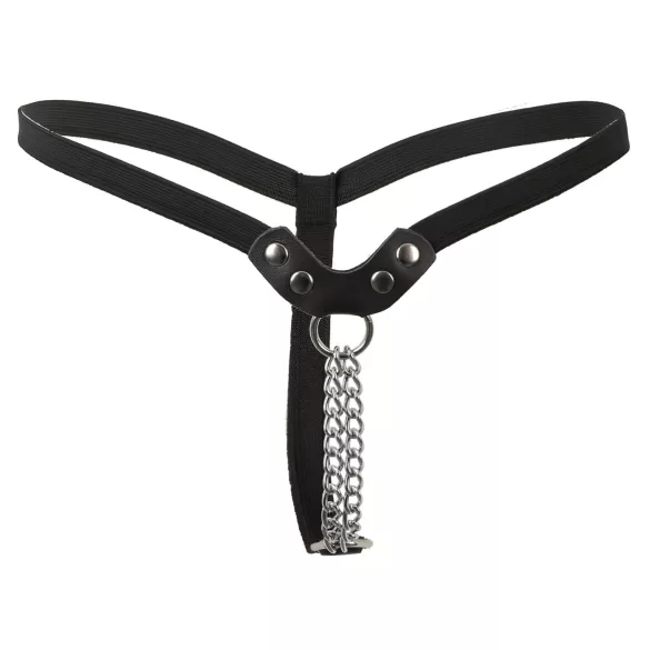 Fetish - studded, chained thong (black, S-L)
