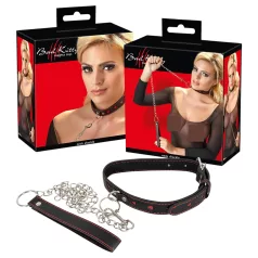 Bad Kitty - Heart Collar and Metal Leash (Black)