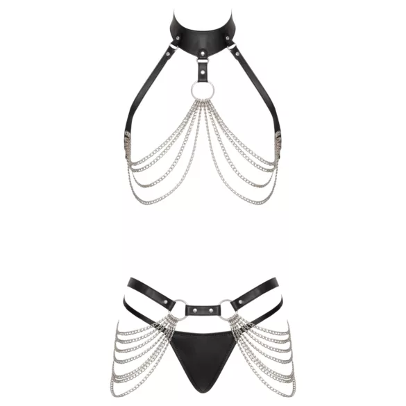 Bad Kitty - 3-piece black harness set with chest and hip straps (S-L)