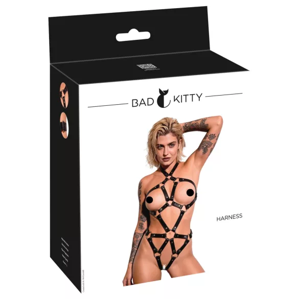 Bad Kitty - open-cup strappy bodysuit (black) - S-L