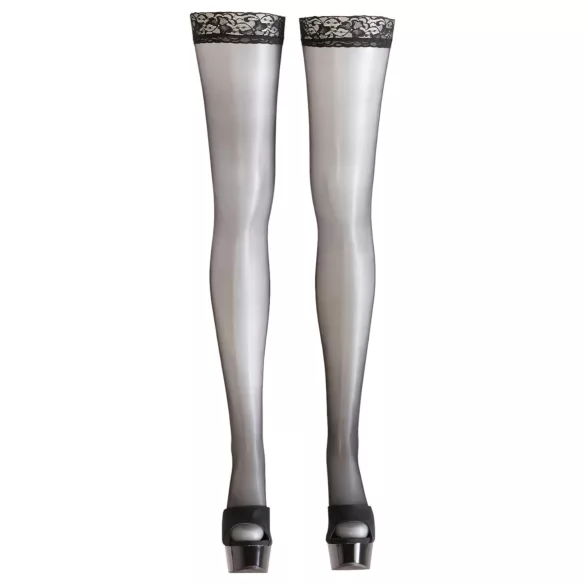 Cottelli - Black Thigh-Highs with Stripe