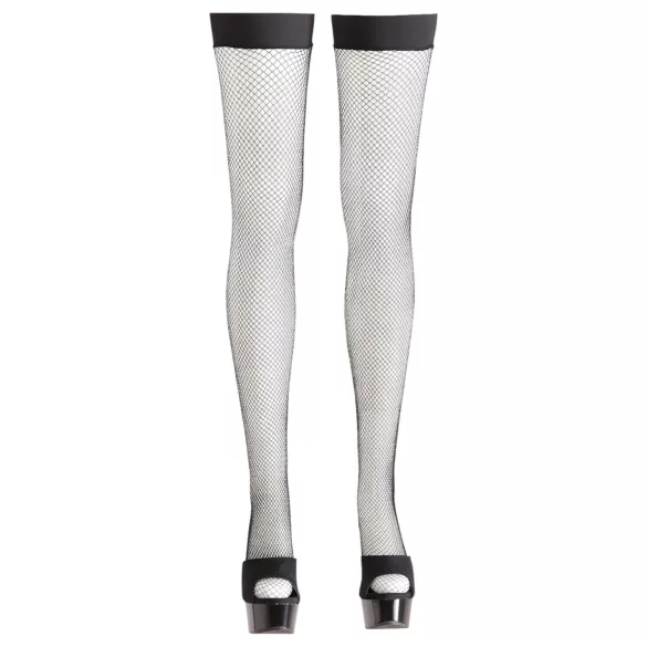 Cottelli - Black Fishnet Thigh-High Stockings - M